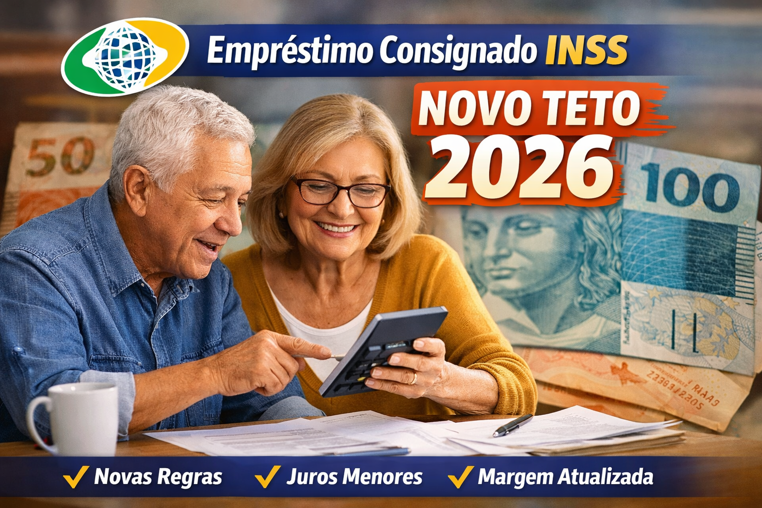 Entenda o Empréstimo consignado INSS novo teto 2026, novas taxas, margem consignável atualizada e dicas para contratar com segurança.